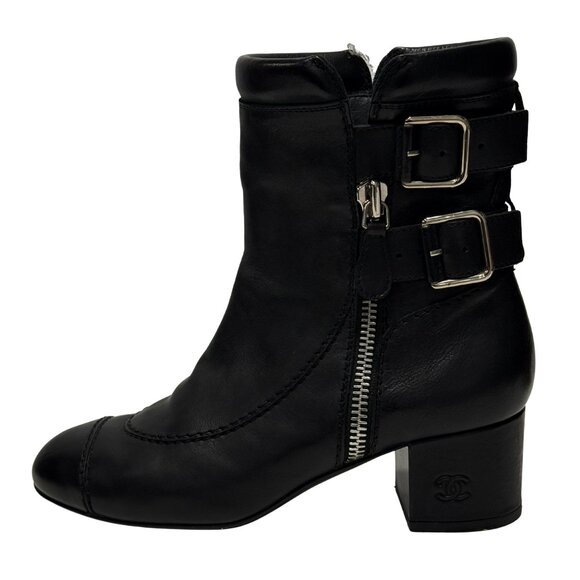 CHANEL black boots size 8 / 38 - Picture 1 of 5